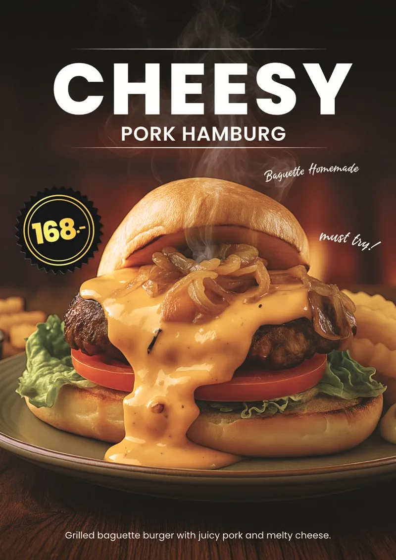 Cheesy Pork Hamburg